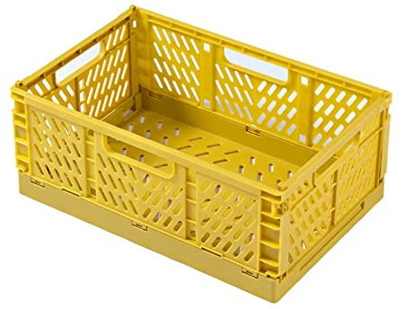 Gluhbirnen Klappkiste Aufbewahrungskorb, klappkiste Faltbar Stabil, Klappkisten Körbe Aufbewahrungskiste Korb Aufbewahrung, Klappbox, 30,5 * 20,3 * 12,5cm, 1 Stück, Gelb