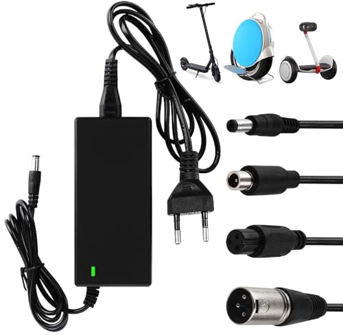 AVCXEC Ladegeräte Für Scooter, 42V 2A AC E Scooter Ladegerät, Hoverboard Ladekabel, mit 4 Anschlüssen, E Scooter Ladekabel, Netzteil Fahrrad Ladegerät für Hoverboard, Elektroroller