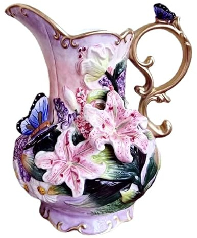 Schmetterling im Glas, Keramik, Lilie, Schmetterling, Wasserglas, Blumenvase, Wohnzimmer, Restaurant, Weinkühler, Eingangsbereich, dekorative Ornamente