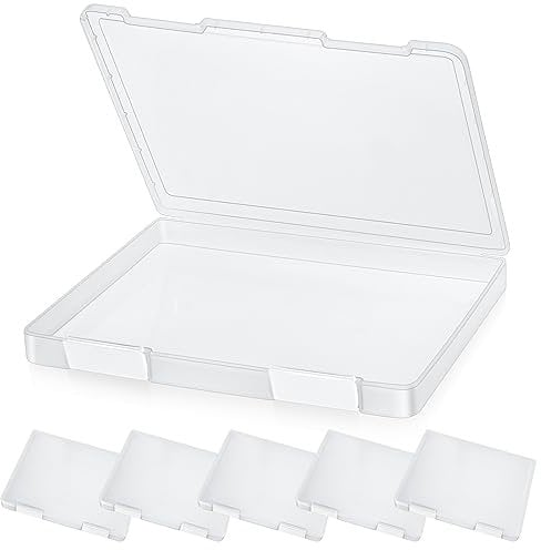 PerKoop 6 Pcs Clear A4 File Box Document Plastic Storage Box Paper Plastic Case Board Game Storage Containers Magazine Protector File Holder with Buckle (White,12.4 x 9.84 x 1.18 Inches)