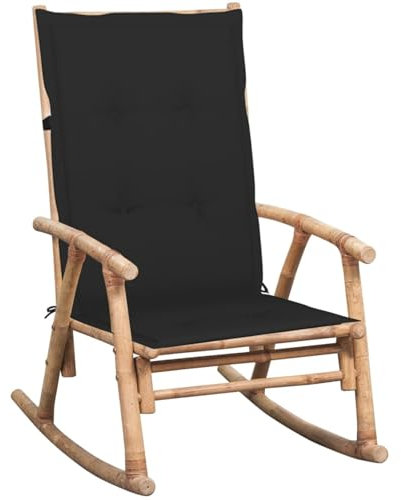 CIADAZ Schaukelstuhl mit Auflagen, Sessel Wohnzimmer, Schaukelsessel, Schwingsessel, Stillsessel, Ohrensessel, Tv Sessel, Relaxsessel, Rocking Chair, Bambus