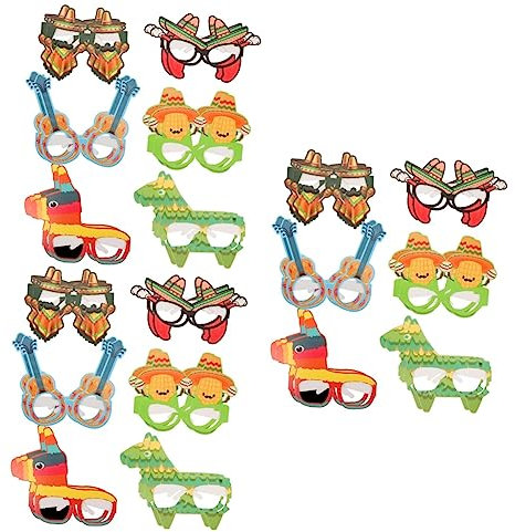 SAFIGLE 36 Stk Mexikanische Papierbrille Kaktus-brille Sommer-fiesta-brille Mexikanische Brillendekoration Fiesta-party-brille Taco-kaktus-gläser Lustige Fiesta-brille Mexiko Erwachsener