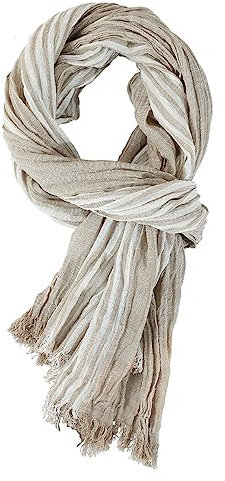 YONKOUNY Écharpe Hommes Mode Automne et Hiver Echarpe de Plissée Coton Lin Longue Écharpe Châle (Kaki clair)