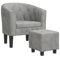 vidaXL Fauteuil Cabriolet avec Repose-Pied, Chaise avec Accoudoirs, Canapé avec Dossier, Siège Rembourré Salon Chambre, Gris Clair Velours