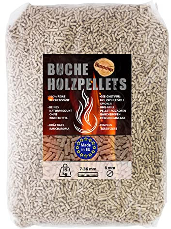 Granulés Pellets de Chêne Hêtre 15 kg 30 kg Gril Fumée Copeaux de Bois hêtre Flameup, Type de Bois:Hêtre, Poids:15 kg