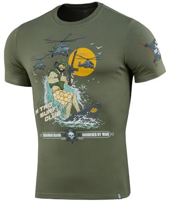 M-Tac Herren T-Shirt Surf Club – Militär Taktisches Shirt, Baumwolle & Elastan, Apocalypse Now Design, Light Olive, XL