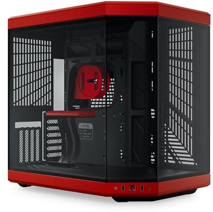 HYTE Y70 Upgraded Modern Aesthetic Dual Chamber Panoramic Tempered Glass Mid-Tower ATX Computer Gaming Case with PCIE 4.0 Riser Cable Included, Red (CS-HYTE-Y70-BR)