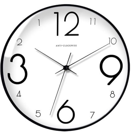 Fenteer Rückwärts Uhr Wanduhr Gegen Den Uhrzeigersinn, Wandkunst Dekoration, 30,5 cm, Dekorative Wanduhr für Zuhause, Büro, Küche, Wohnzimmer, Stil F