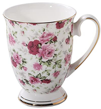 Shurzzesj Tazas de café, tazas florales de 300 ml, taza de té de porcelana china, taza de café de cerámica, tazas de café grandes, tazas de café de colores brillantes y patr , aptas para