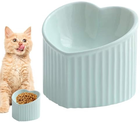 Cuencos de Comida para Mascotas para Gatos, Plato Inclinado de alimentación para Mascotas, Plato Inclinado en Forma de corazón para Gatos Agua para Gatos y Mascotas pequeñas