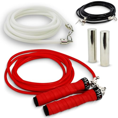 Valour Strike Gewichtetes Springseil | Bestes Springseil für Cardio-Training und Heimtraining im Freien | Gewichtete Springseile für Fitnessgeräte Zuhause Gym Workout & HIIT (HEX-TREME-Set)