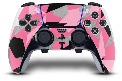 Head Case Designs Rosafarbener Camo Tarnung Vinyl Haut Gaming Aufkleber Abziehbild Abdeckung kompatibel mit Sony Playstation 5 PS5 DualSense Edge Controller