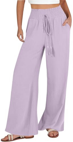 Damen Leinenhose Mit Weitem Bein, Hohe Taille, Gerade Hose, Freizeithose, Stoffhose Leicht Luftig, Sale Angebote Sommerhose Große Größen, Wide Leg Pants Women Große Größen, Palazzo Hose Gemütliche