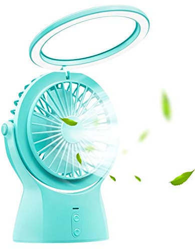 High-Tech Place S1 Lampe de Table de Ventilateur électrique de Bureau Multifonction portative de Chargement USB, avec contrôle à 3 Vitesses (Vert Menthe)