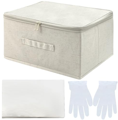 Aufbewahrungsbox für Hochzeitskleid, quadratisch, 40 Blatt, säurefreies Seidenpapier, Mikrofaser-Handschuhe