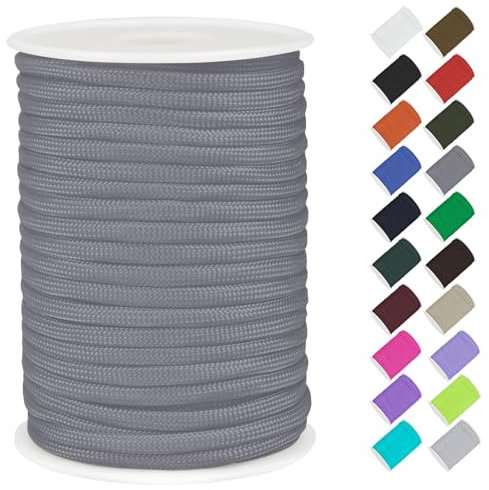 CAMAL Paracord 4mm Polypropylenseil 7-Strang Core 30m Starke Schnur Paracord Armbänd Schnur Reißfest Utility Seil 4mm Hält bis zu 70kg, Seile für Camping, Zeltspanner (Grau)