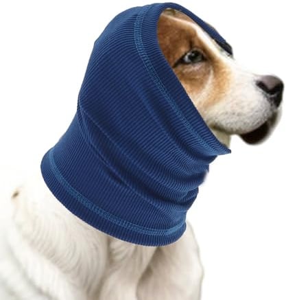 CAPASTEC Fascia Calmante per Cani, 1 Pezzo, Protezione Rumore, S | Blu, Poliestere E Cotone Elastico, Circonferenza Testa 24-40cm, Lunghezza 17cm, Per Toelettatura Viaggi Rumori
