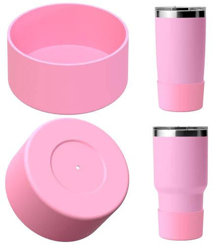 Linkidea - Funda protectora para botella de agua (2 unidades), compatible con taza de viaje YETI Rambler de 20 oz/30 oz, funda protectora de silicona antideslizante para (Rosa claro)