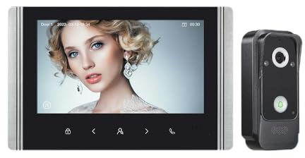 ReaIOKbii Sistema di videocitofono cablato, videocamera da 7 pollici con monitor, kit con videocamera HD per videocitofono cablato, supporta sblocco, monitoraggio, citofono bidirezionale per villa,