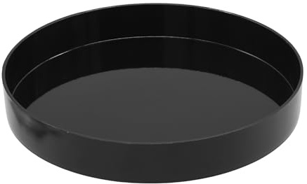 Kerzentablett rund schwarz Hochglanz - 25 cm - Dekotablett glänzend mit Rand - Kellnertablett Dekoteller Kerzenteller Mehrweg Tablett für Dekorationen Geschenke Weihnachten