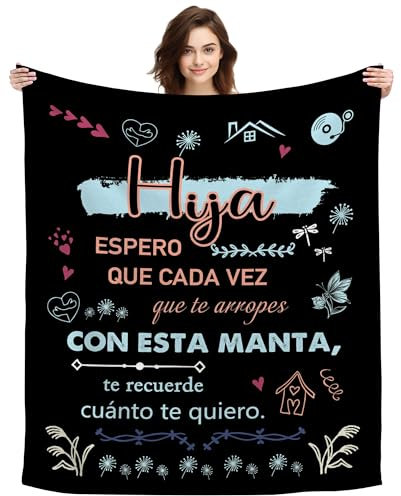 ACAROMAY Regalos Hijas, Regalo para Mi Hija Mayor Manta Personalizada Regalos Originales para Mujer Joven Ideas Regalo de Cumpleaños Navidad Decoración Mantas (Hija-Negro)