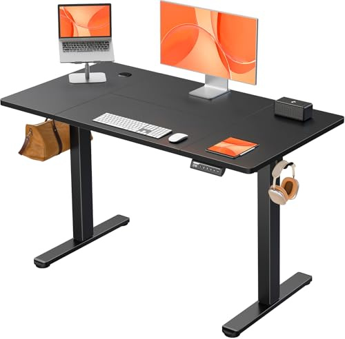 ErGear Escritorio Elevable Eléctrico, Mesa de Trabajo Ajustable en Altura, Mesa de Oficina en Casa con Tablero Ensamblado, 120 x 60 cm, Estilo Moderno, Ideal para Trabajo, Redacción y Juegos