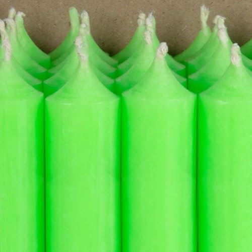Bütic GmbH Neon Stabkerzen durchgefärbt 180mm x Ø 22mm - Kerzen hochgereinigt, Brenndauer 8h, geruchsneutral, rußarm mit rückstandsfreiem Abbrand, Farbe:Neon Grün, Set mit:2 Stück