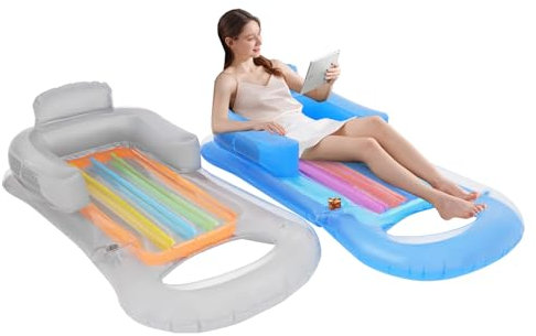 DOPBENT Luftmatratze Pool Erwachsene, Große Pool Luftmatratze mit Getränkehaltern, 161x84cm, Wasserspielzeug, Aufblasbares Schwimmbett für Wasserpartys