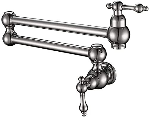 Messing Doppelgriff Küchenarmatur Wandmontage Kaltwasserhahn mit 360° Drehung Braun Patina Finish Perfekt für Küchenspüle