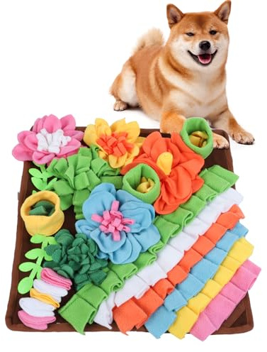 Romon Schnüffelteppich für Hunde – 40x40 cm, Schnüffelmatte als Intelligenzspielzeug für Hunde, Welpen & Katzen, Hundespielzeug mit Rutschfester Unterseite, Waschbar & faltbar, Braun