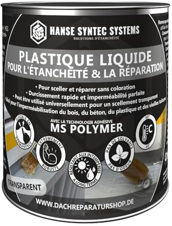 Membrane d'Étanchéité - Joint exterieur et interieur - Colle Étanche pour Fissures & Fuites – Directe Sans Primaire – Tous Matériaux – MS Polymère (Transparent, 800g)