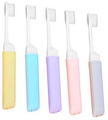 GALPADA 5 Stück-pack Klappbare Ergonomische Reisezahnbürste aus Kunststoff und Polypropylen Tragbar und Kompakt für Tägliches Zähneputzen und Reisen Zufällige Farbe