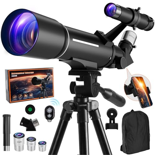 Sovonix Telescope for Kids, 70mm Aperture 500mm Focus Length, Telescopes for Astronomy Adult Beginners, Moon filter, Refractor Portable Telescope with Tripod, Phone Adapter and Carrying Bag