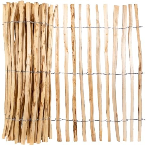 VOSS.garden 3m Extra Hoher Staketenzaun Haselnuss 150cm Höhe Lattenabstand 4-5cm Gartenzaun