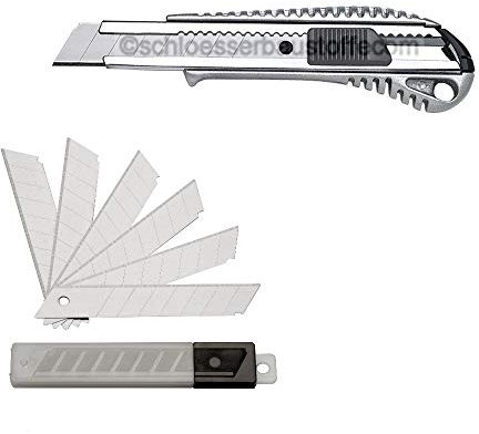 SBS Profi Alu Cuttermesser | 18mm Teppichmesser | incl.10 Ersatzklingen