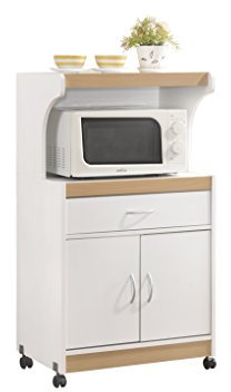 HODEDAH IMPORT Hodedah Chariot de Cuisine pour Micro-Ondes Blanc, Bois, No Apply