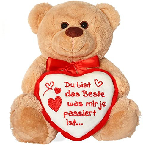 matches21 Teddybär mit Herz/Herzteddy Du bist das Beste was Mir je passiert Hellbraun/beige 25 cm Kuscheltier Schmusetier - Geschenkidee Freundin Klassiker