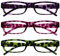 OPULIZE ACE Lesebrille für Damen und Herren - 3er-Pack - Schmaler Rechteckiger Rahmen - Komfort Federscharniere - Kratzfest - Lila Rosa Grün Schildpatt +2.50