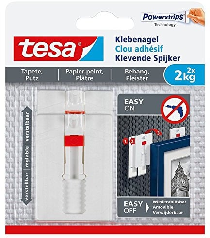 tesa Klebenagel für Tapeten und Putz, verstellbar (1 kg / 6er Packung = 12 Nägel)