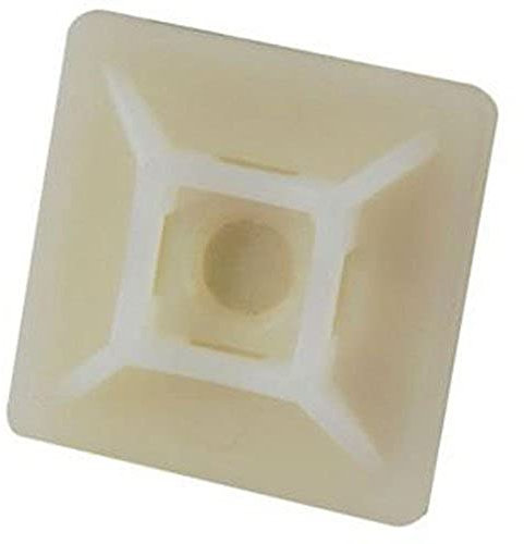 Merriway BH05761 (100 Pcs) White Self Adhesive Cable Tie Mounts, 19 mm (3/4 Inch) Square - Pack of 100 Pieces