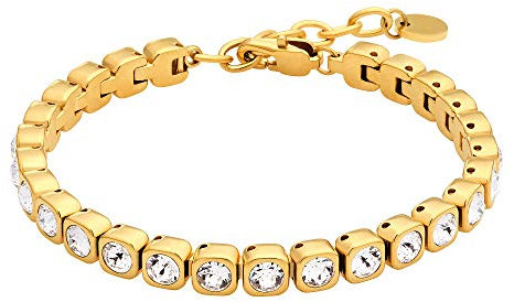 Heideman Armband Damen Amilla III aus Edelstahl Gold farbend matt Tennisarmband mit Steinen weiss mit Verlängerung Armkette für Frauen Schmuck vergoldet