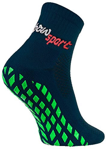 Rainbow Socks - Neo ABS Sport Socks - Damen Herren Neon Sneaker Sport Stopper Socken - 1 Paar - Blau - Größen 42-43