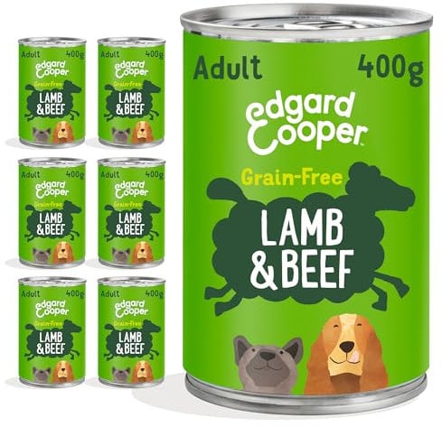 Edgard & Cooper Grain-Free Wet Dog Food in Gravy for Adult Dogs, (Lamb&Beef 6 x 400g), Natural Dogs Food in Tins with Fresh Meat, High Protein, Hypoallergenic, No Added Sugar