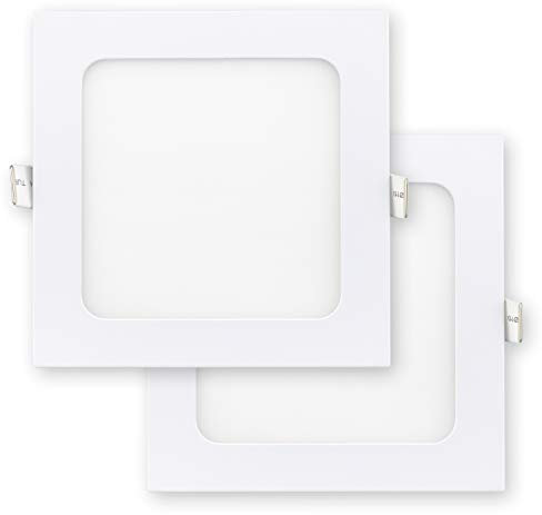 Popp® Pack x2 Placa Downlight LED Empotrable Cuadrado 9W Luz Neutra 4000K 680Lm con Corte de Techo 140x140mm chip SMD2835, para cocina,pasillos,domitorio,salón (9W 4000K)