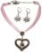 Alpenflüstern Trachtenschmuck-Set Satin-Trachtenkette Strassedelweissherz und Trachten-Ohrhänger Strass-Edelweiss - Damen-Trachten-Schmuck,Trachtenset Kette und Trachten-Ohrringe rosa-rosé SET044