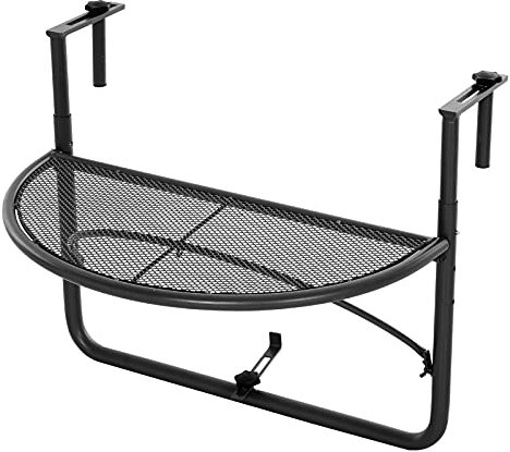 Outsunny Semi-Circular Attachable Balcony Hanging Coffee Table Adjustable Side Metal Table