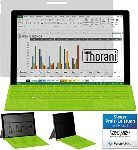 Thorani Privacy Filter-Folie für Microsoft Surface Pro 7/7+ (12.3 Zoll) – Sichtschutzfolie schützt vor unerwünschten Blicken