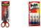 Scotch 278114 'Precision' Scissors - 18 cm, Grey/Red, 1 Pair &Pritt Stick Original Glue Stick - Multi Pack 3 x 22g - Childproof and washable for paper, cardboard and felt