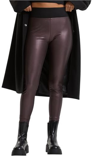 Urban Classics Damen Ladies Faux Leather High Waist Leggings Redwine, 5XL