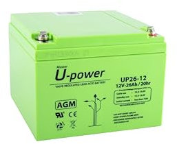 U-Power - Batería piombo AGM Sigillata 26Ah 12V - Terminale a vite metrico M6